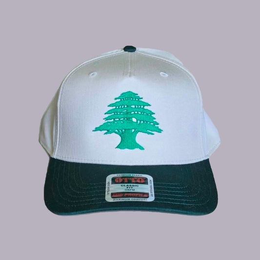 Lebanon Cedar Embroidered Hat — product view on grey-purple background