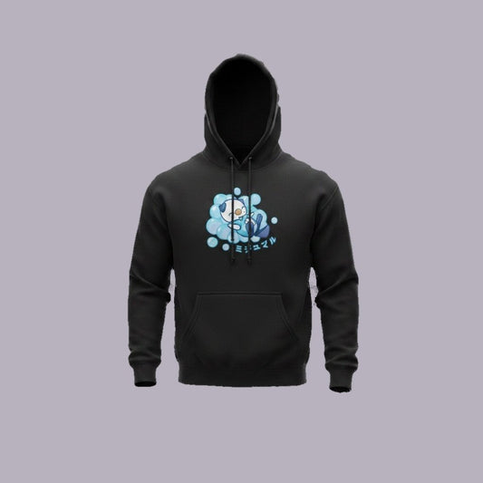 Oshawott Embroidered Hoodie | Pokémon (ミジュマル) — product view on grey-purple background