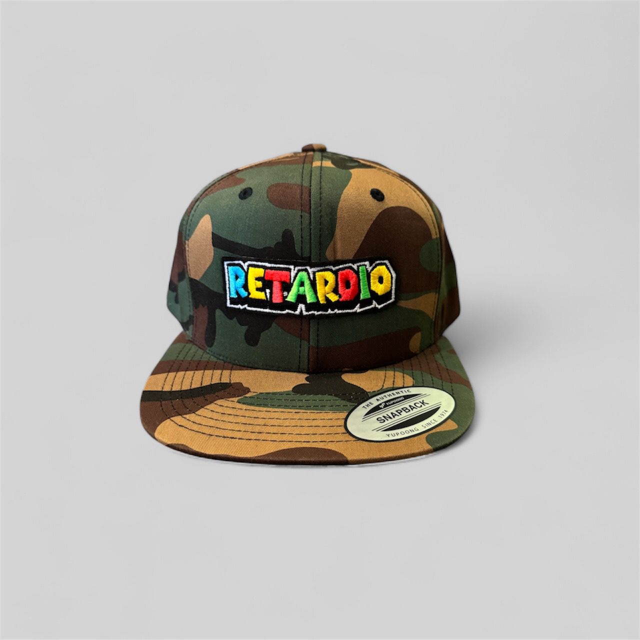 Retardio Logo Patch On Snapback Flat Bill hat