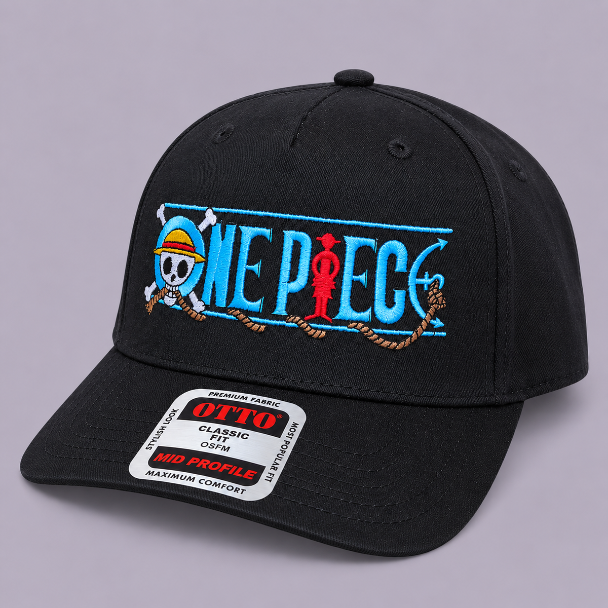 Black OTTO One Piece embroidered hat turned 30 degrees left