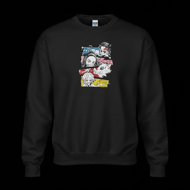 demon-slayer-embroidered-crewneck-black-gildan-tanjiro-nezuko-front