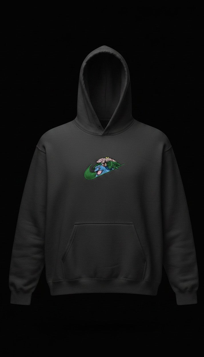 venusaur-swoosh-embroidered-hoodie-front-dark-gray-pokemon