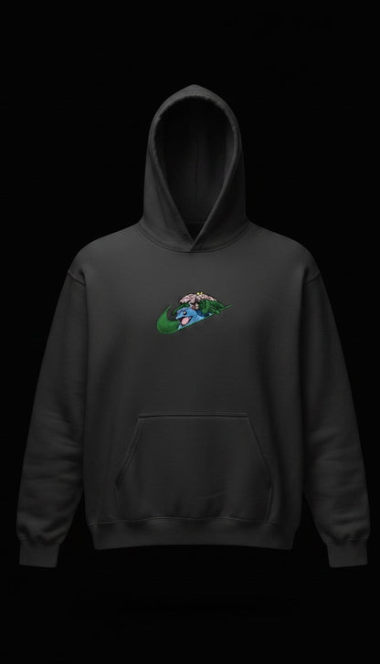 venusaur-swoosh-embroidered-hoodie-front-dark-gray-pokemon