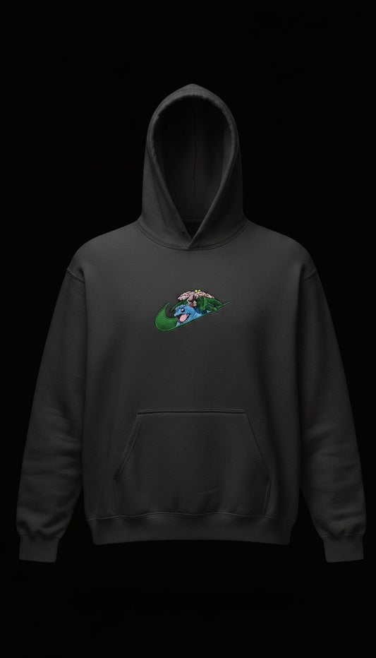 venusaur-swoosh-embroidered-hoodie-front-dark-gray-pokemon