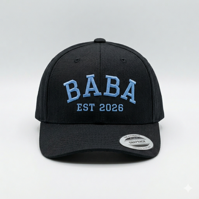 Baba EST 2026 Snapback Hat | Custom Year | New Dad Gift