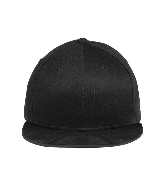 Custom embroidered black non-mesh snapback cap