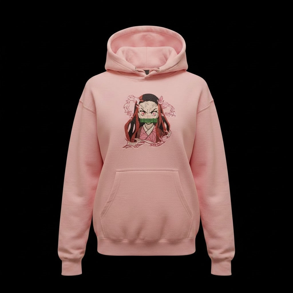 nezuko-demon-form-embroidered-hoodie-pink-demon-slayer-front