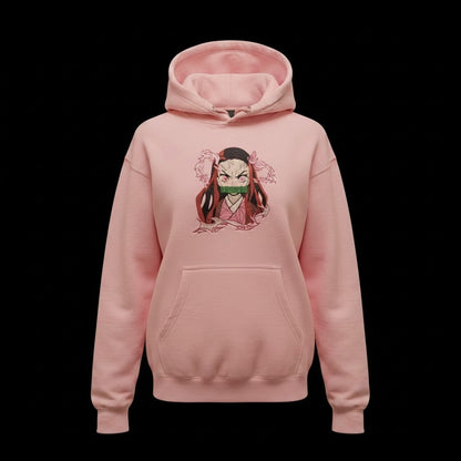 nezuko-demon-form-embroidered-hoodie-pink-demon-slayer-front