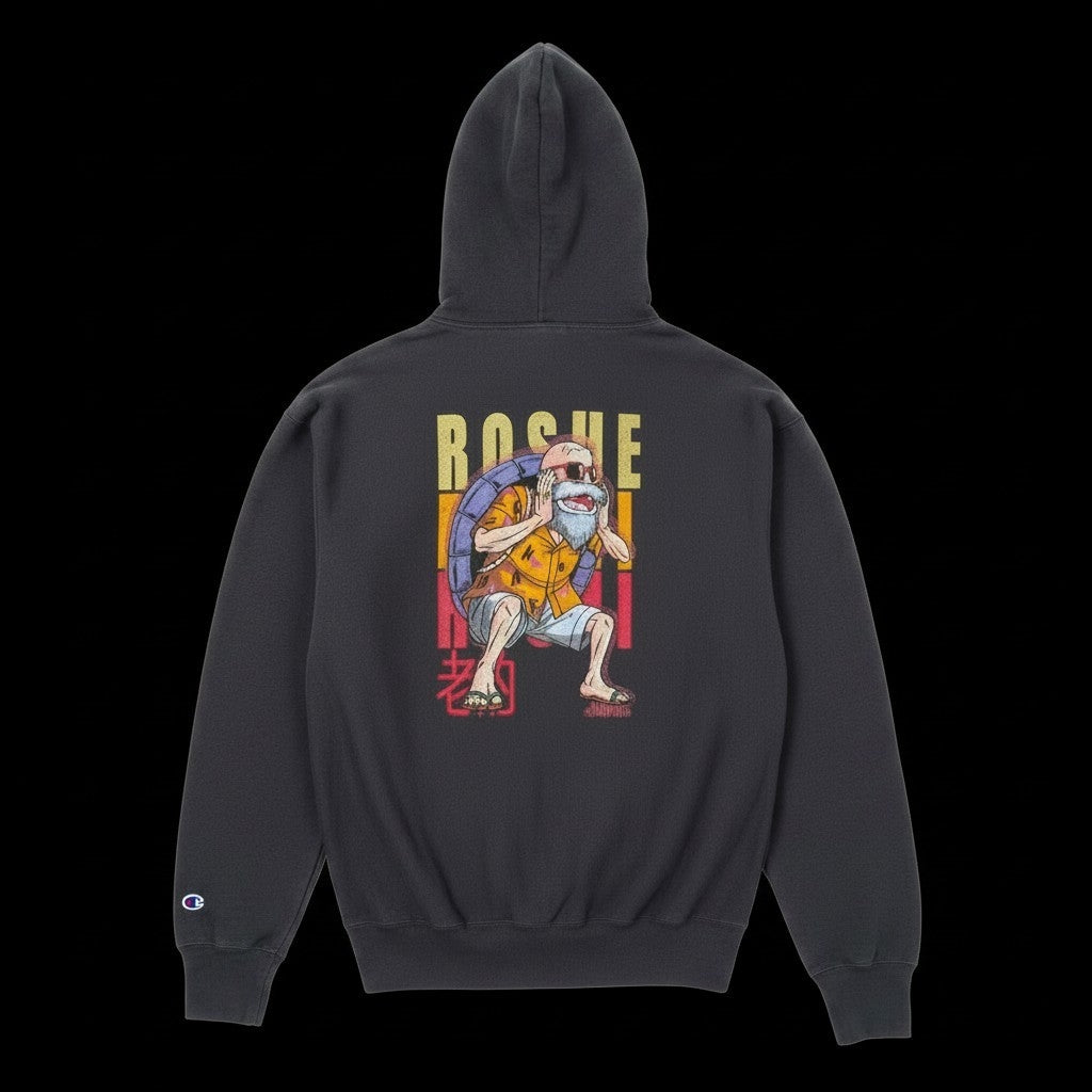 master-roshi-embroidered-hoodie-back-black-champion-dragon-ball-z