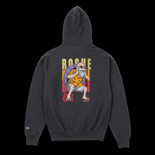 master-roshi-embroidered-hoodie-back-black-champion-dragon-ball-z
