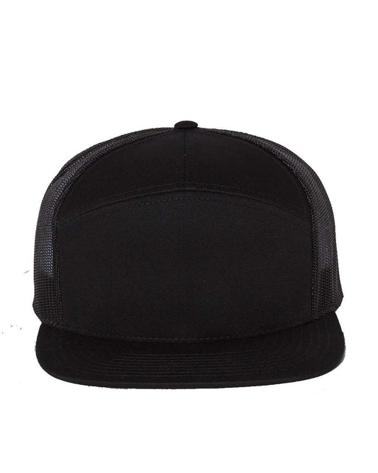 Custom embroidered black mesh snapback cap