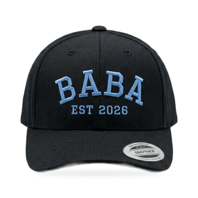 Baba EST 2026 Snapback Hat | Custom Year | New Dad Gift — product view on white background