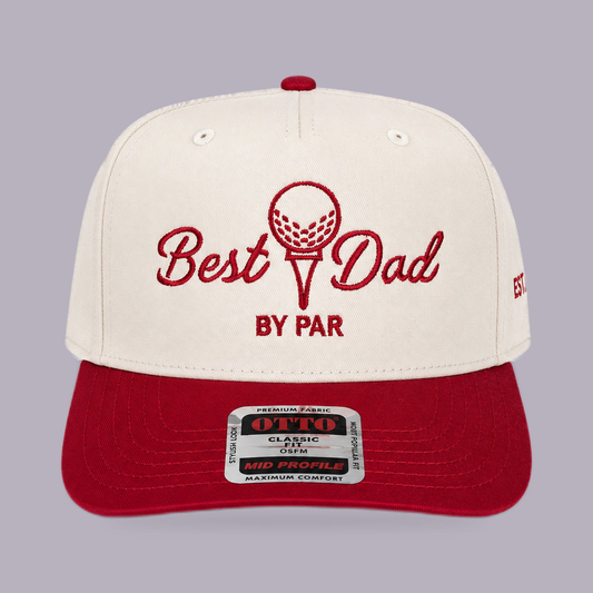 Best Dad By Par Golf Hat — product view on grey-purple background