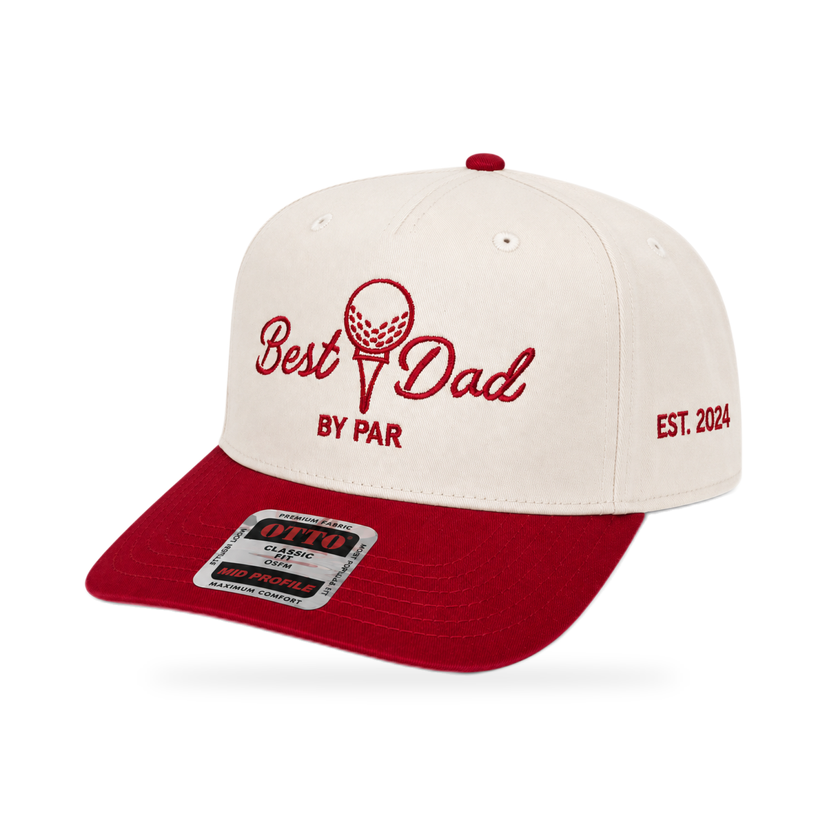 Best Dad By Par Golf Hat — angled view on white background