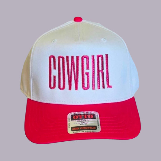 Cowgirl Embroidered Hat — product view on grey-purple background
