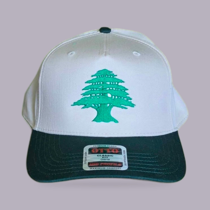 Lebanon Cedar Embroidered Hat — product view on grey-purple background