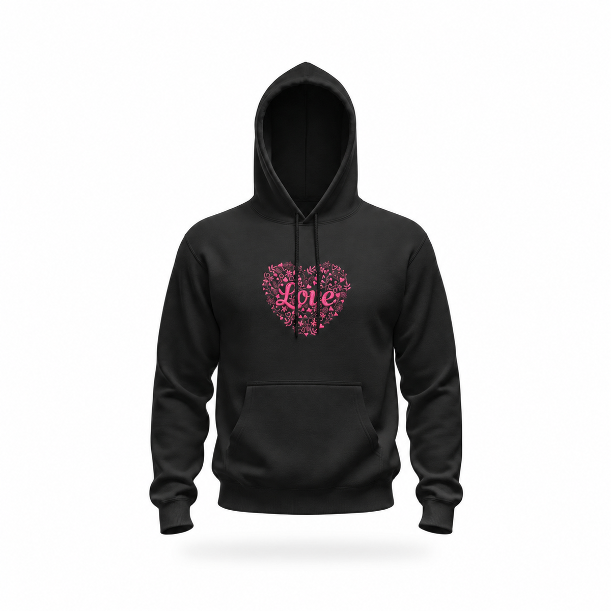 Love Floral Heart Embroidered Hoodie | Valentine's Gift — product view on white background