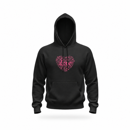 Love Floral Heart Embroidered Hoodie | Valentine's Gift — product view on white background