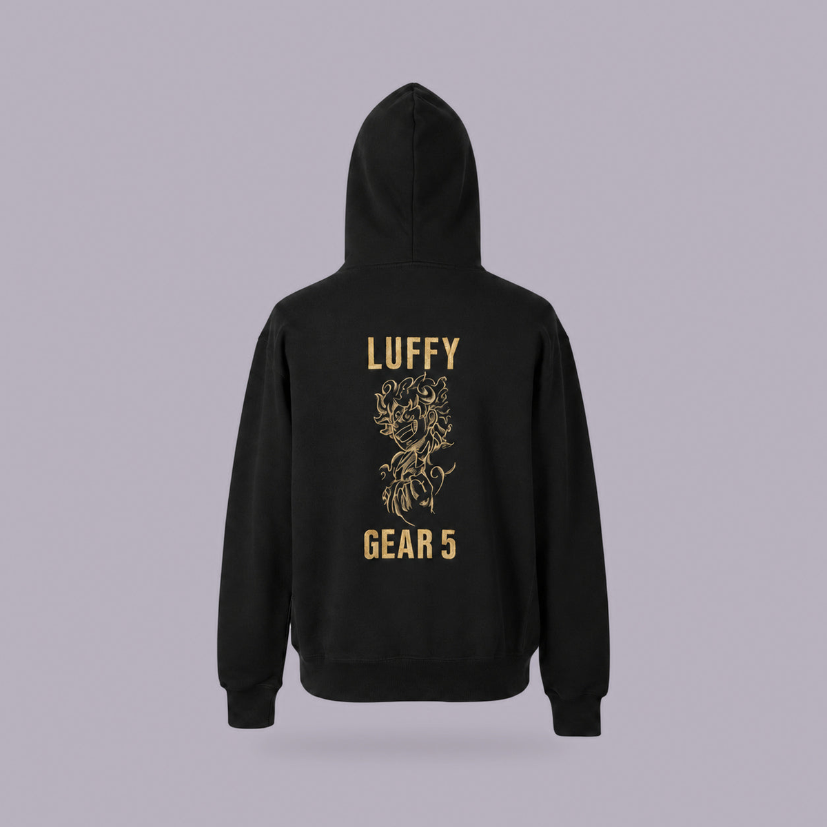 Luffy Gear 5 Embroidered Hoodie | One Piece (Gildan or Champion) — product view on grey-purple background