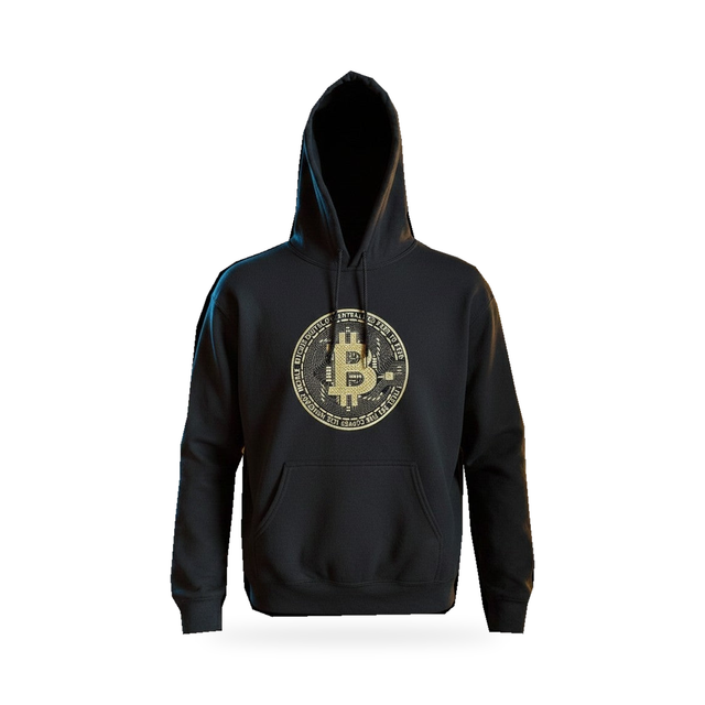 Bitcoin Circuit Coin Embroidered Hoodie (Gildan or Champion) — product view on white background