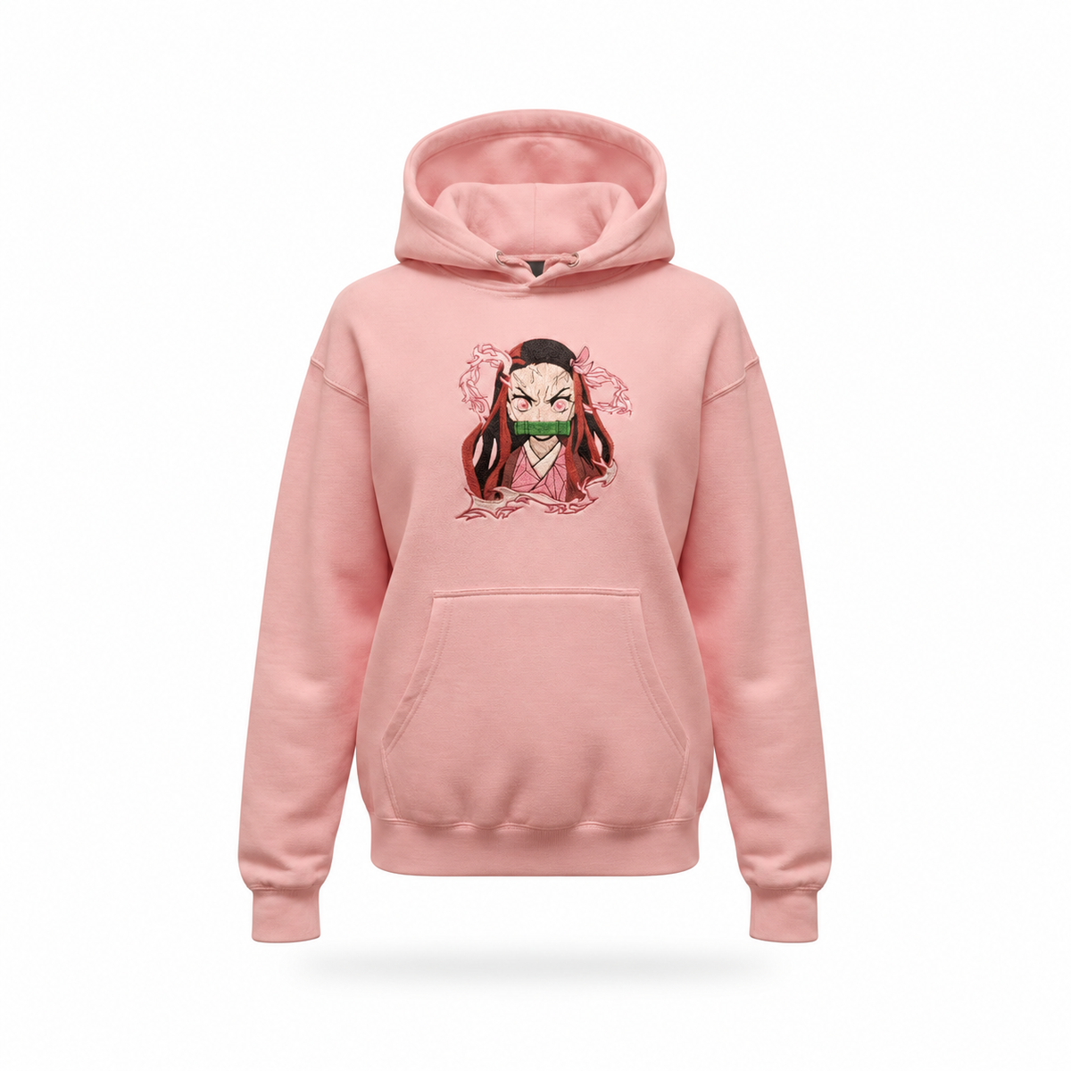 Nezuko Demon Form Embroidered Hoodie | Demon Slayer — product view on white background