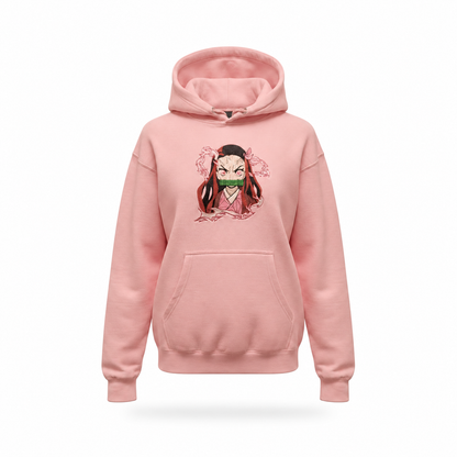 Nezuko Demon Form Embroidered Hoodie | Demon Slayer — product view on white background