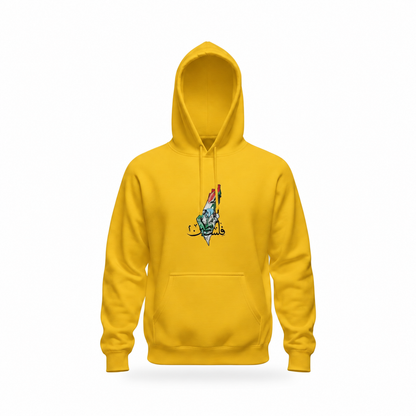 Palestine Map Embroidered Hoodie | فلسطين Arabic Calligraphy — product view on white background