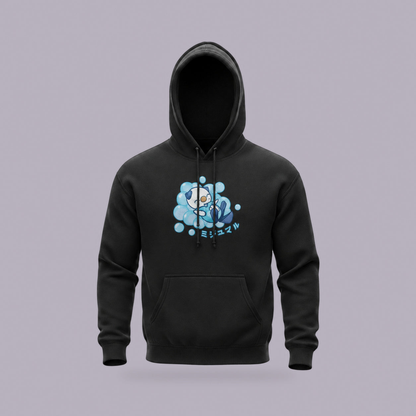 Oshawott Embroidered Hoodie | Pokémon (ミジュマル) — product view on grey-purple background